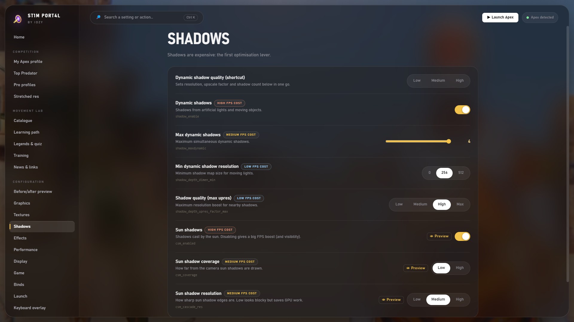 Config editor screenshot